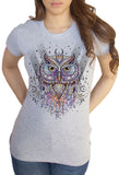 Women’s T-Shirt Owl Native Night Moon and stars Abstract Print TS959