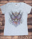 Women’s T-Shirt Owl Native Night Moon and stars Abstract Print TS959