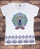 Women’s White T-Shirt Aztec Yoga Top Buddha Chakra Meditation Zen  Print TS964