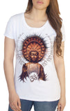 Women's White T-Shirt Om Aum Yoga Buddha Chakra Meditation India Zen  TSA7
