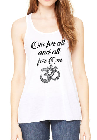 Women's Flowy Racerback Tank Om for all and all for one Meditation Peace Zen Boho TSB1463