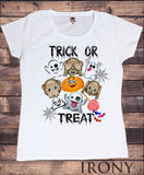 Women's T-Shirt Halloween "Trick or Treat" Emoji funny Print TS1509