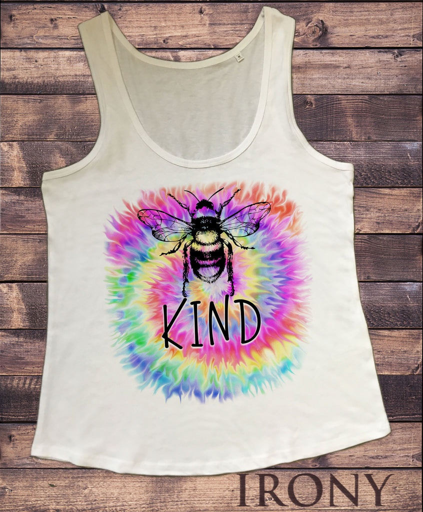 Women's Vest Bumble bee slogan 'Bee Nice' Funny pun Tie Dye Print TWA1760