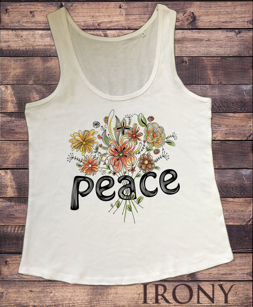 Women's Vest Peace Flowers Vibrant line art Print TWA1762