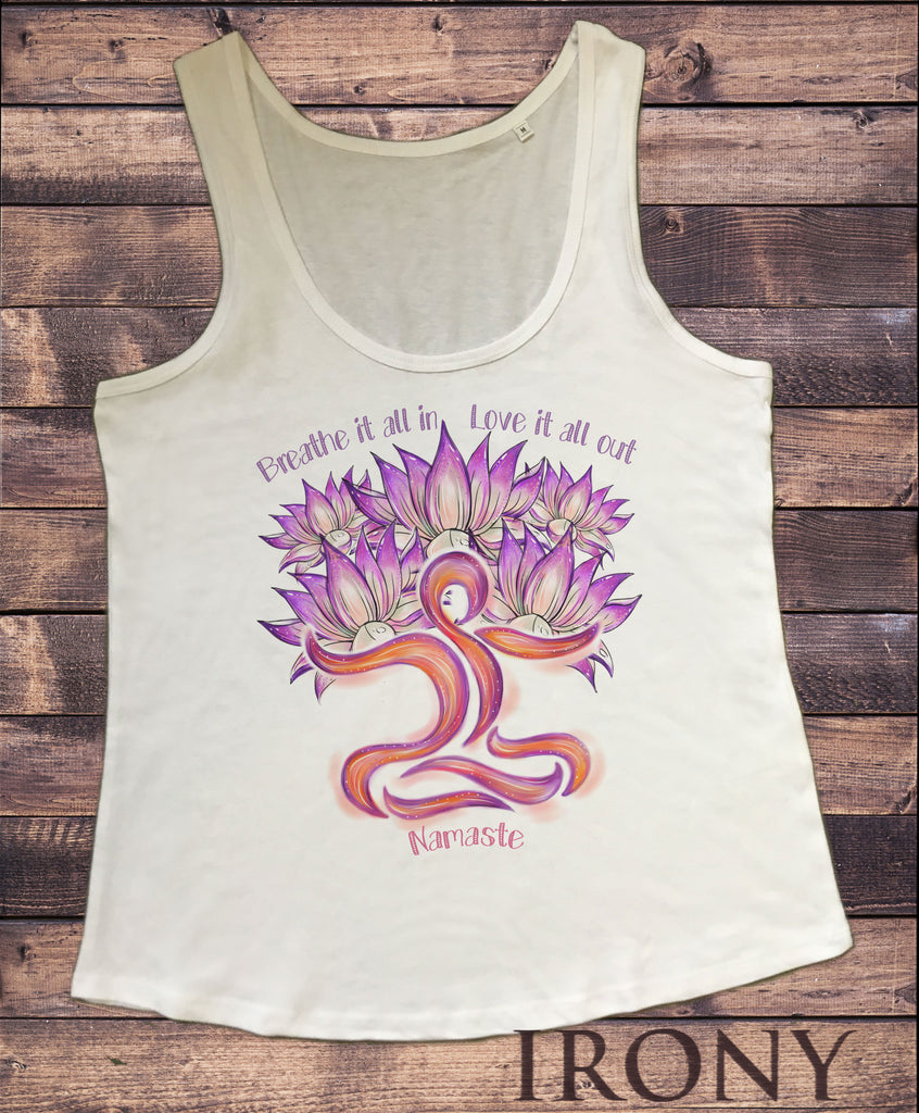 Women's Vest Lotus Flower Yoga Mediation Breathe & Love Print TWA1800