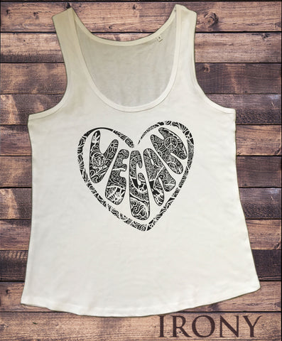 Women's Vest Vegan Ethnic Pattern flowers Love Heart Veganism Print TWA1832