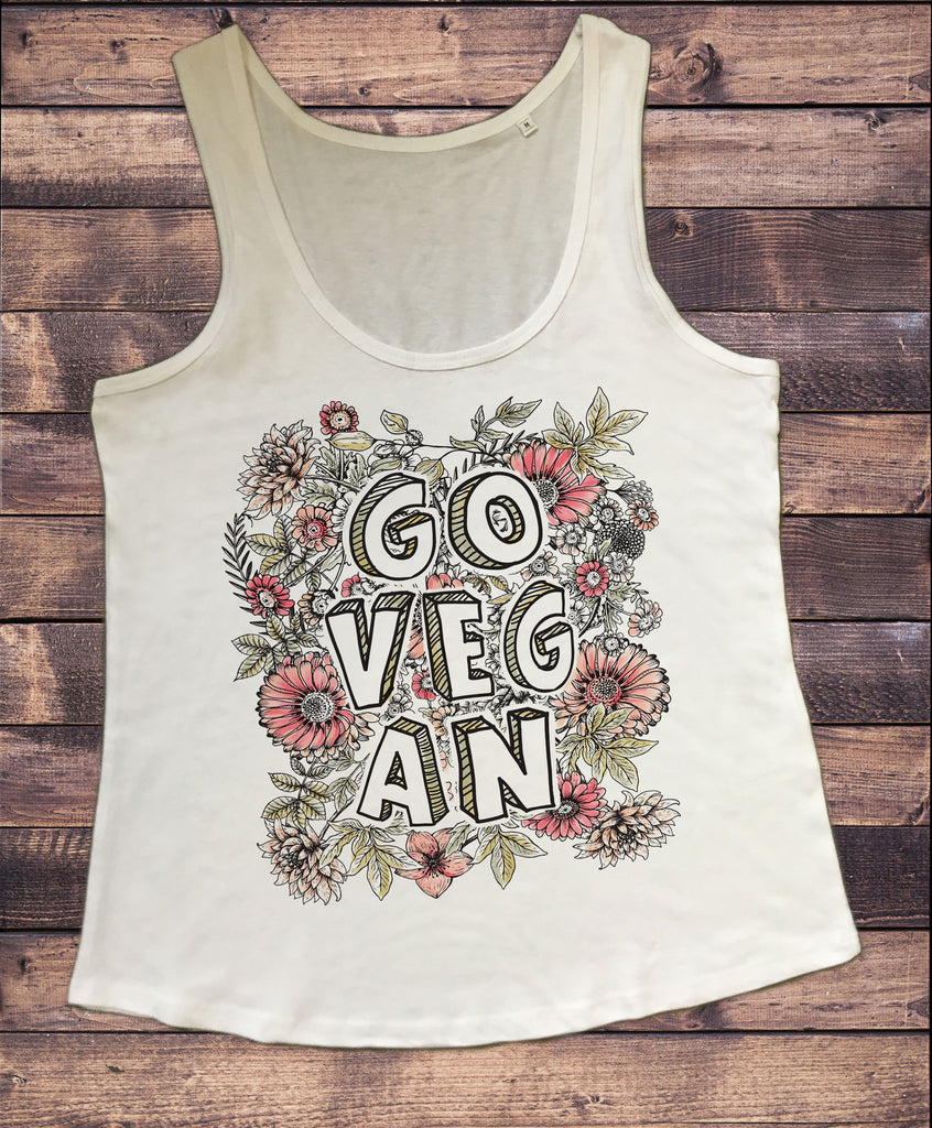 Women's Vest Go Vegan Flowery Floral Veganism Print TWA1840