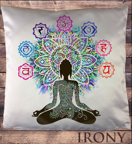 Irony Cushion Cover 34x35cm Aztec Love Buddha Chakra Symbols Meditation Zen Print Cushion Cover CUS1093
