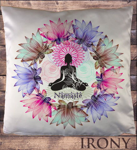 Irony Cushion Cover Exclusive Sublimation Print Buddha Zen Lotus Floral Namaste  Cushion Cover CUS03