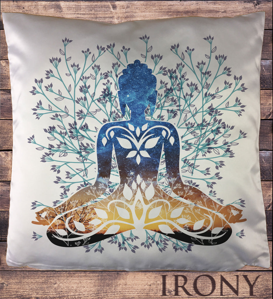 Irony Cushion Cover Exclusive Sublimation Print Flower Yoga Buddha Chakra Meditation Cushion Cover