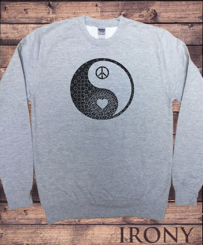 Irony Hoodies & Sweats Mens Grey Sweatshirt Yin Yang- Heart CND Print SWT295