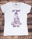 Irony Store S / White/purple Women’s T-Shirt Buddha Chakra "Let that sh*t go" Yoga Meditation India Zen-Peace TS778