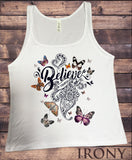 Irony T-shirt Jersey Tank Top Believe In Yourself Beautiful Scattered Butterflies- JTK737