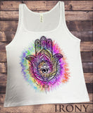 Irony T-shirt Jersey Tank Top Chakra Meditation Peace Hamsa Hand Of Fatima Tie Dye JTK558