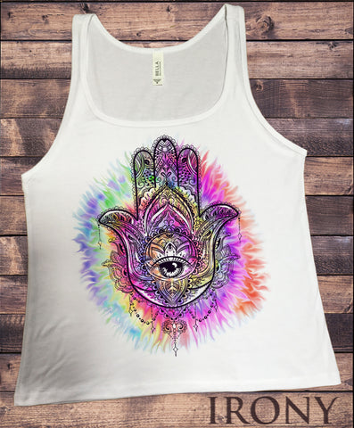 Irony T-shirt Jersey Tank Top Chakra Meditation Peace Hamsa Hand Of Fatima Tie Dye JTK558