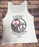 Irony T-shirt Jersey Tank Top Find Balance "Come Together" Love and Peace CND icon OM LOTUS Print JTK721