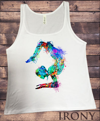 Irony T-shirt Jersey Tank Top Yoga Print Meditation Pose Colourful Splatter Spiritual JTK782