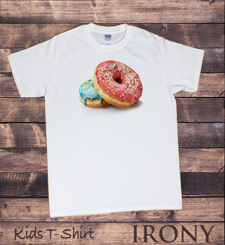Irony T-shirt Kids White T-Shirt Donut Lover Tee- Delicious Donuts Print KDSC16
