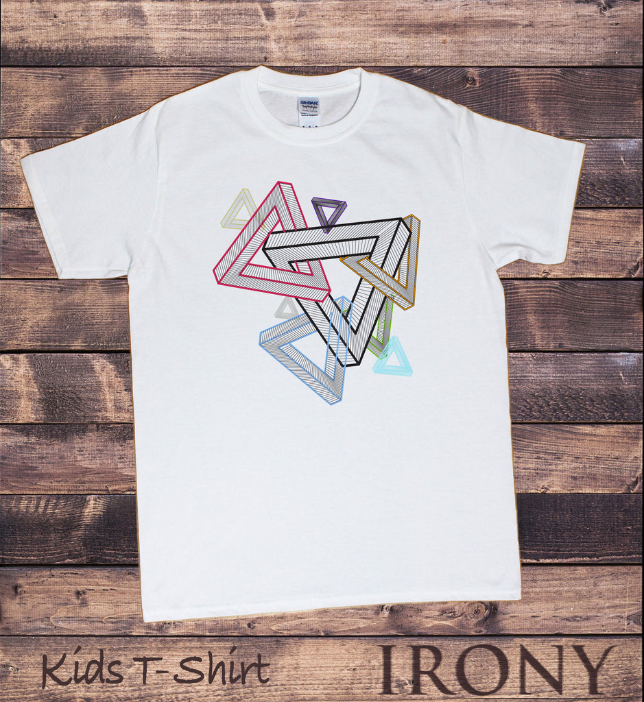 Irony T-shirt Kids White T-Shirt Geometric Abstract Design Tee KDS580