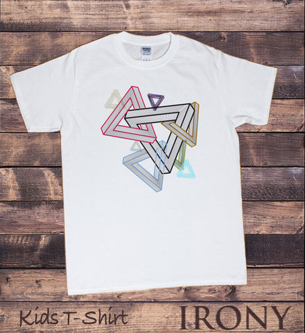 Irony T-shirt Kids White T-Shirt Geometric Abstract Design Tee KDS580