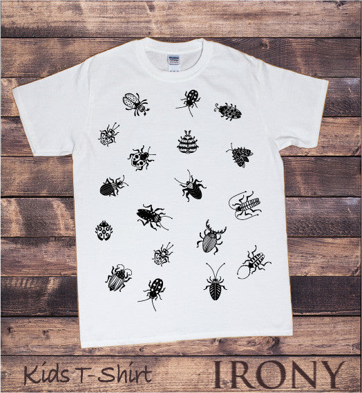 Irony T-shirt Kids White T-Shirt Scary Spiders- CREEPY Crawlers-Spiders All Over Print KDS544
