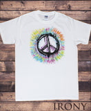 Irony T-shirt Men’s White T-Shirt Hipster Peace Sign T-shirt Military CND Peace Logo Retro Antiwar Hippy TSL3