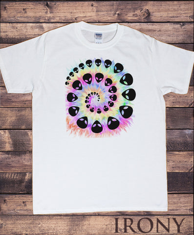 Irony T-shirt Men’s White T-Shirt Spiral Alien Face Tumblr Novelty Fashion Space Future Galaxy Sci-Fi Print TSO8