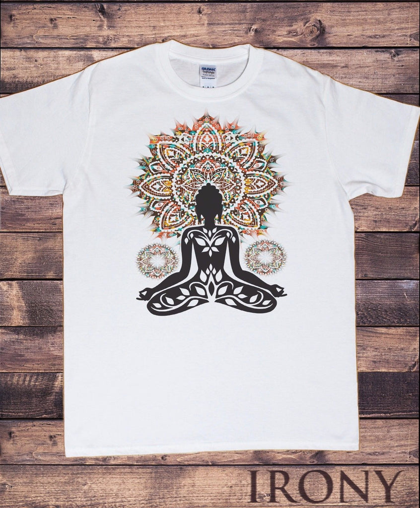 Irony T-shirt Mens Aztec Yoga Top Buddha Chakra Meditation Zen Hobo Boho - Peace T-shirt TSA20