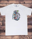 Irony T-shirt Mens Cotton Grenade T-Shirt Style Fashion Dope White Tee Graffiti Army Green War