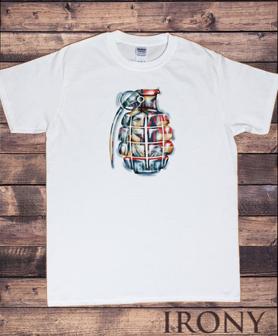 Irony T-shirt Mens Cotton Grenade T-Shirt Style Fashion Dope White Tee Graffiti Army Liberty TSR6