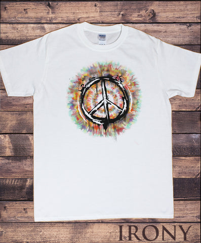 Irony T-shirt Mens Hipster Peace Sign T-shirt Military CND Dye Peace Logo Retro TSQ2