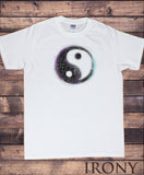 Irony T-shirt Mens T-shirt -Peace Love Ying Yang Motif Distressed Vibrant Novelty Print C30-50