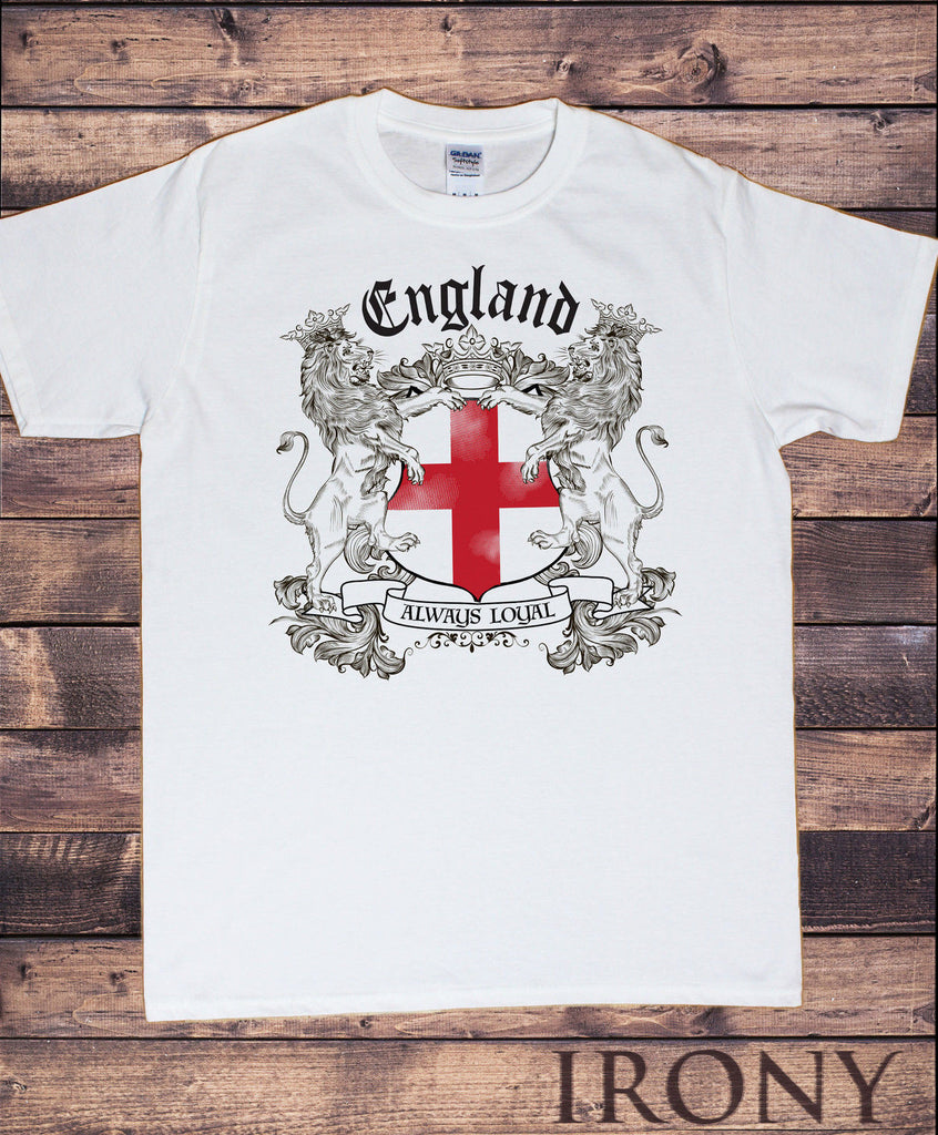 Irony T-shirt Mens White T-shirt- England Always Loyal St George's Flag and Euro 2016 TS102