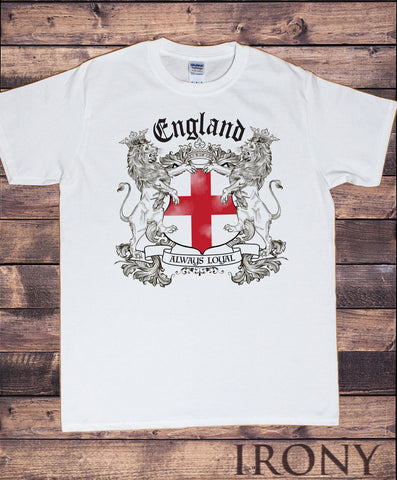 Irony T-shirt Mens White T-shirt- England Always Loyal St George's Flag and Euro 2016 TS102