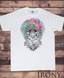 Irony T-shirt Mens White T-shirt Ganesh Namaste- Om Aum Jade Flame Buddha Meditation Tie Die Print TS656