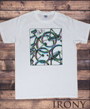 Irony T-shirt Mens White T-shirt Graphical Bicycle Abstract Colourful Sporty Print C30-8