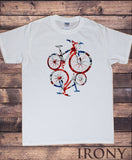 Irony T-shirt Mens White T-shirt Graphical Bicycle Abstract Union Jack Sporty Print TSX2