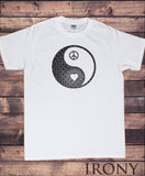 Irony T-shirt Mens White T-Shirt Yin Yang- Heart CND Print TS295