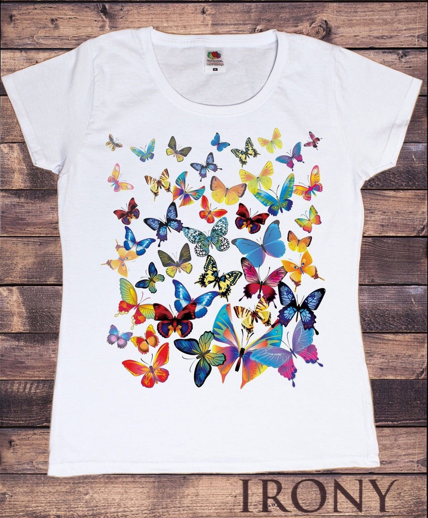 Irony T-shirt S Brand New-Women White T-Shirt With scattered Butterfly print-Women/Fashion TSA5