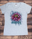 Irony T-shirt S / Grey Women's T-Shirt Beautiful Lotus Tropical Floral Zen Ethical Print TS837