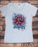 Irony T-shirt S / Grey Women's T-Shirt Beautiful Lotus Tropical Floral Zen Ethical Print TS837