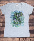 Irony T-shirt S / Grey Women's T-Shirt Colourful Elephant Ethnic Tie Dye meditation Zen Print TS836
