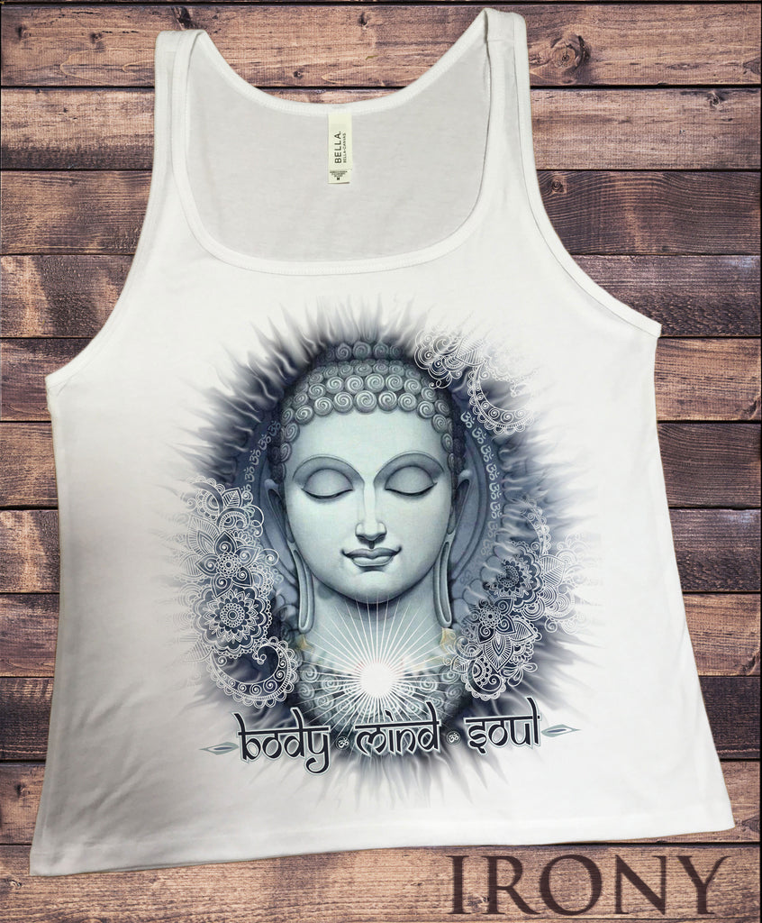 Irony T-shirt S Jersey Tank Top Body Mind Soul Buddha Chakra Meditation Zen JTKA13