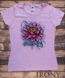 Irony T-shirt S / Pink Women's T-Shirt Beautiful Lotus Tropical Floral Zen Ethical Print TS837