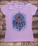 Irony T-shirt S / Pink Women’s T-Shirt Dream Catcher Tribal Red Indian Native American Feathers Effect TS859