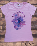 Irony T-shirt S / Pink Women’s Top "Believe. Breathe. Receive" Chakra Meditation Hamsa Half Hand Of Fatima & Flower Print TS786