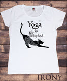 Irony T-shirt S / White/black Women’s T-Shirt "Yoga is for everyone" Yoga Cat- Yogaholic Print TS779