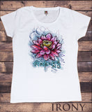 Irony T-shirt S / White Women's T-Shirt Beautiful Lotus Tropical Floral Zen Ethical Print TS837