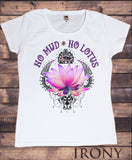 Irony T-shirt S / White Women’s White T-Shirt "No Mud, No Lotus" Yoga Flowery Lotus Eye Print TS906
