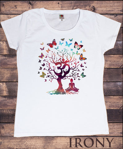 Women's T-Shirt Namaste OM flowers colour explosion Yoga meditation Zen  print TS731